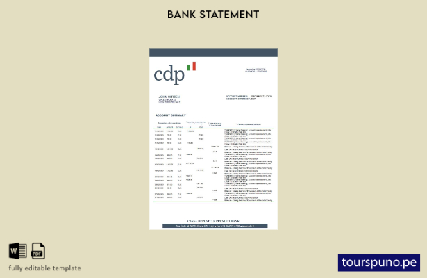 listo para imprimir plantilla de word   extracto bancario de Italia Cassa Deposi